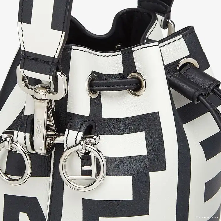 Cheap Affordable Mon Capsule Tresor Bag Mini Black Fendi Roma White Bucket Leather In Fendi 0420